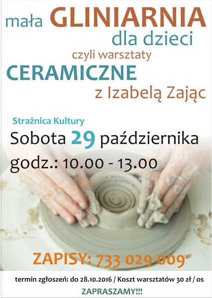 Zaproszenie na kolejne warsztaty ceramiczne